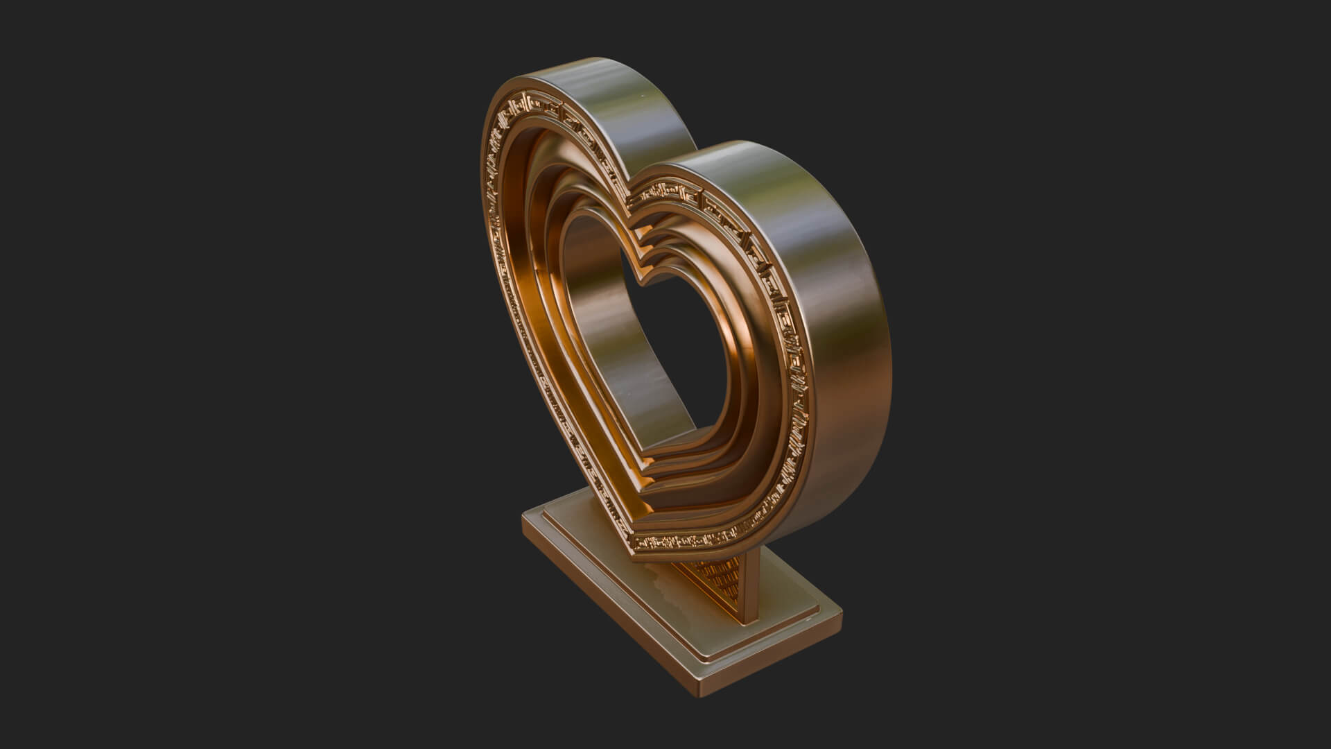Ornate Framed Heart Plaque Design 99 3D Print Model 3D Model