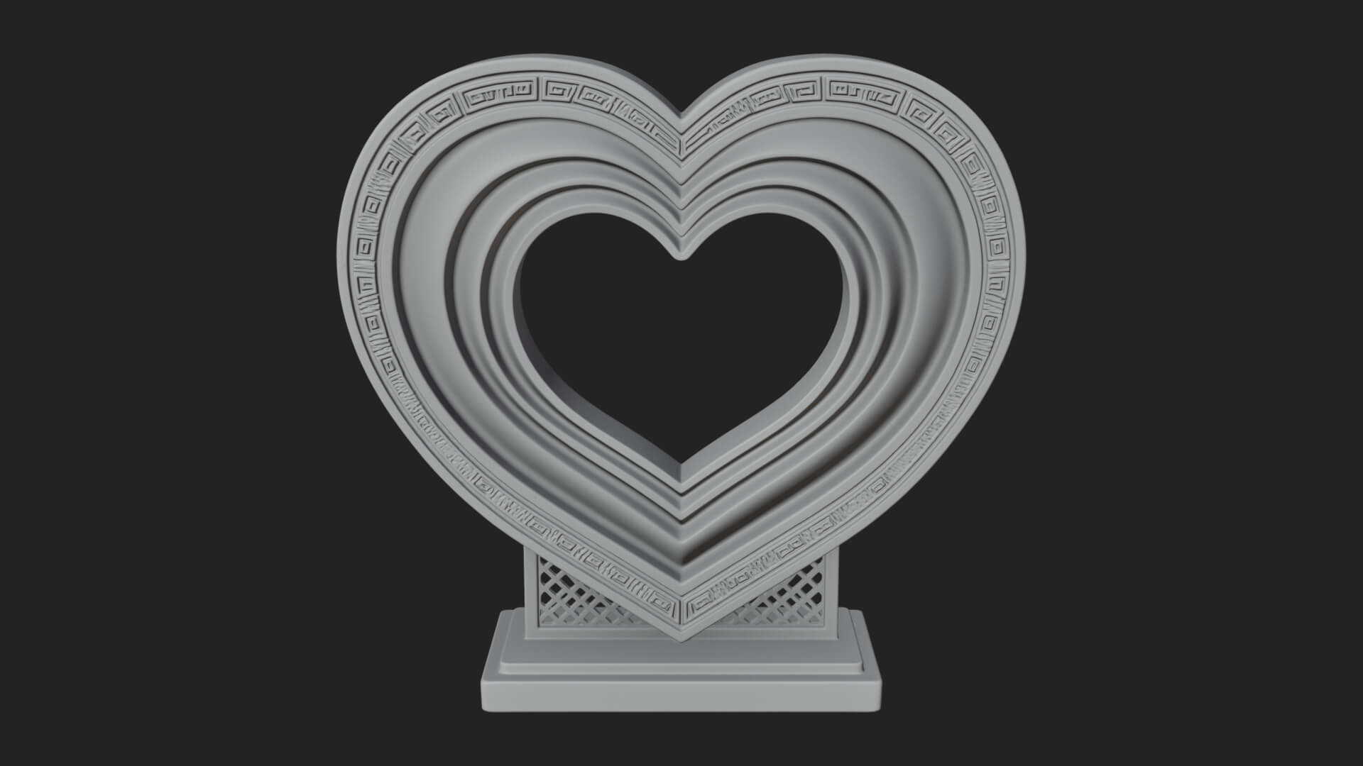 Ornate Framed Heart Plaque Design 99 3D Print Model 3D Model