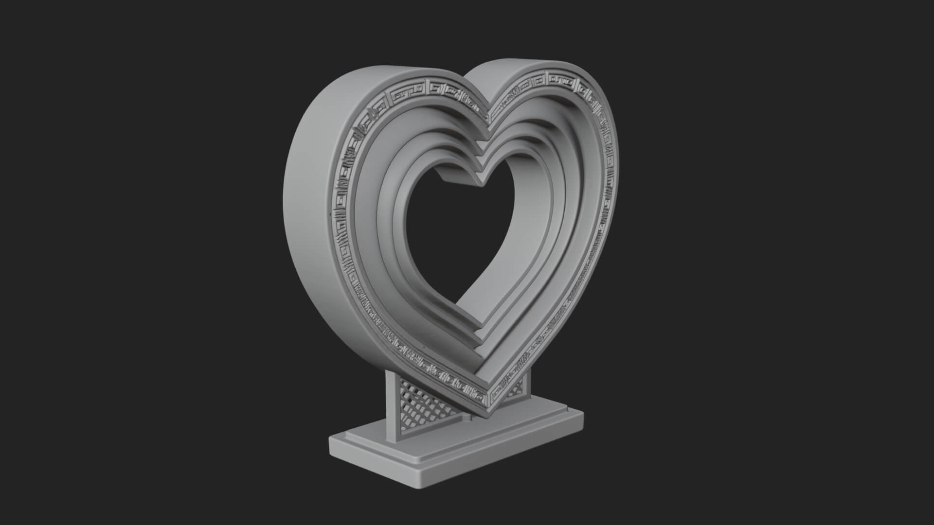 Ornate Framed Heart Plaque Design 99 3D Print Model 3D Model