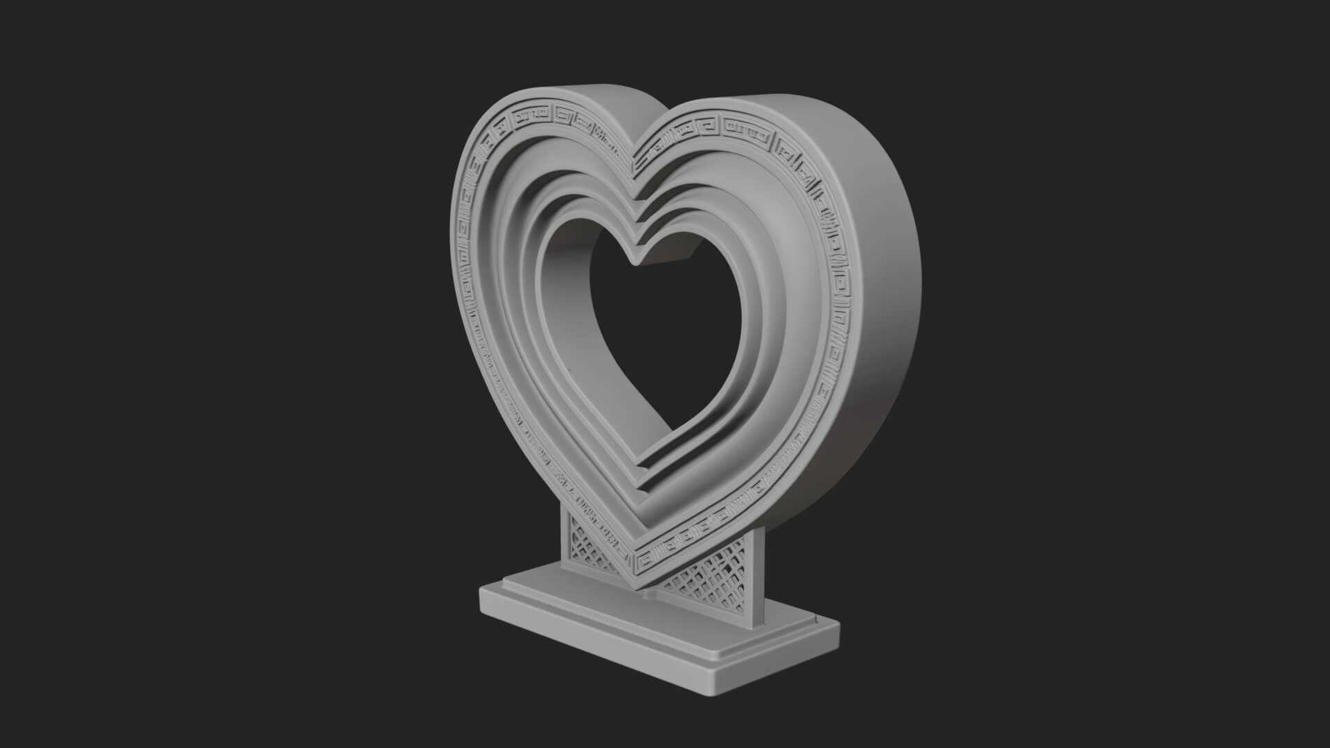 Ornate Framed Heart Plaque Design 99 3D Print Model 3D Model