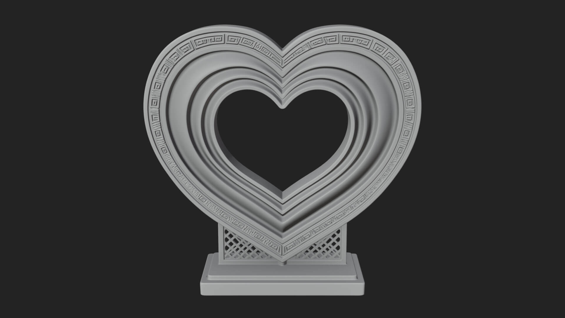 Ornate Framed Heart Plaque Design 99 3D Print Model 3D Model