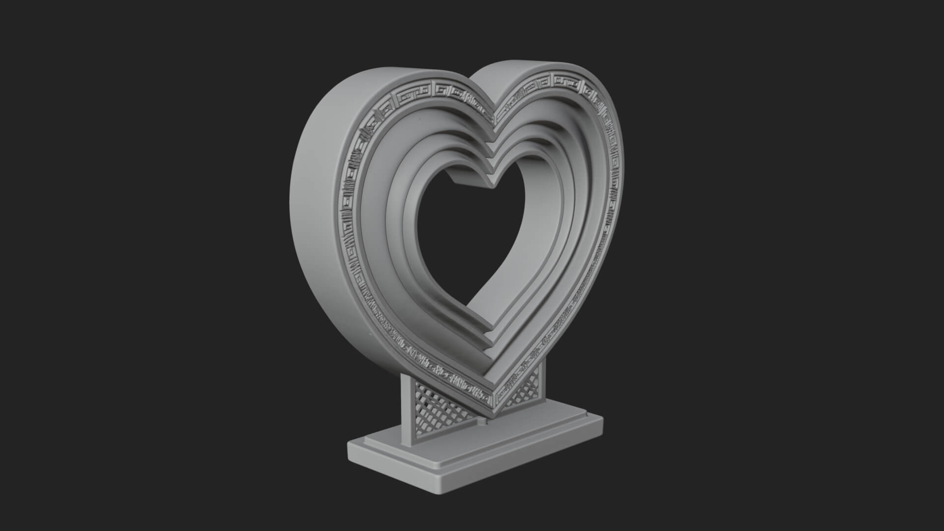 Ornate Framed Heart Plaque Design 99 3D Print Model 3D Model
