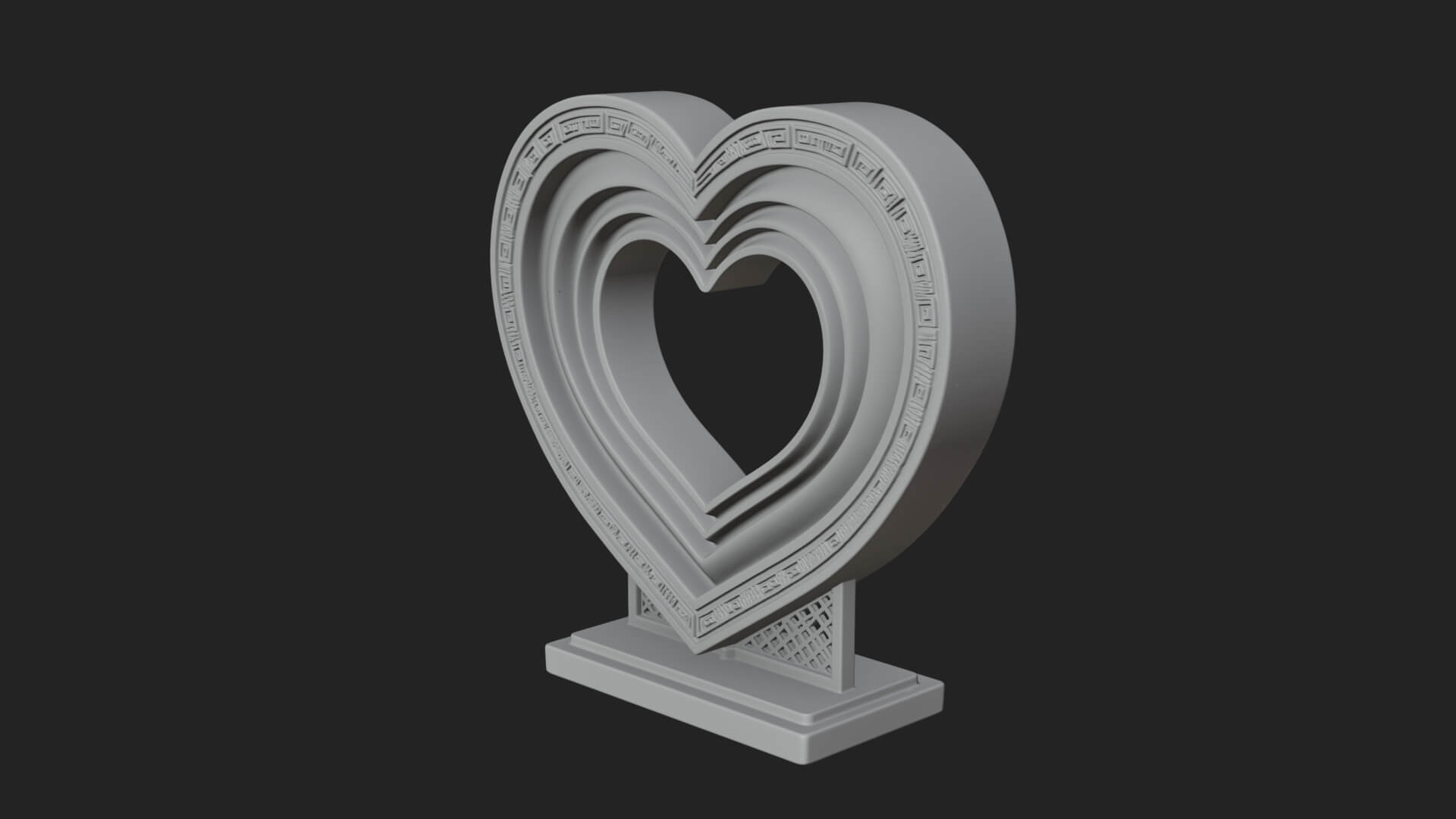 Ornate Framed Heart Plaque Design 99 3D Print Model 3D Model