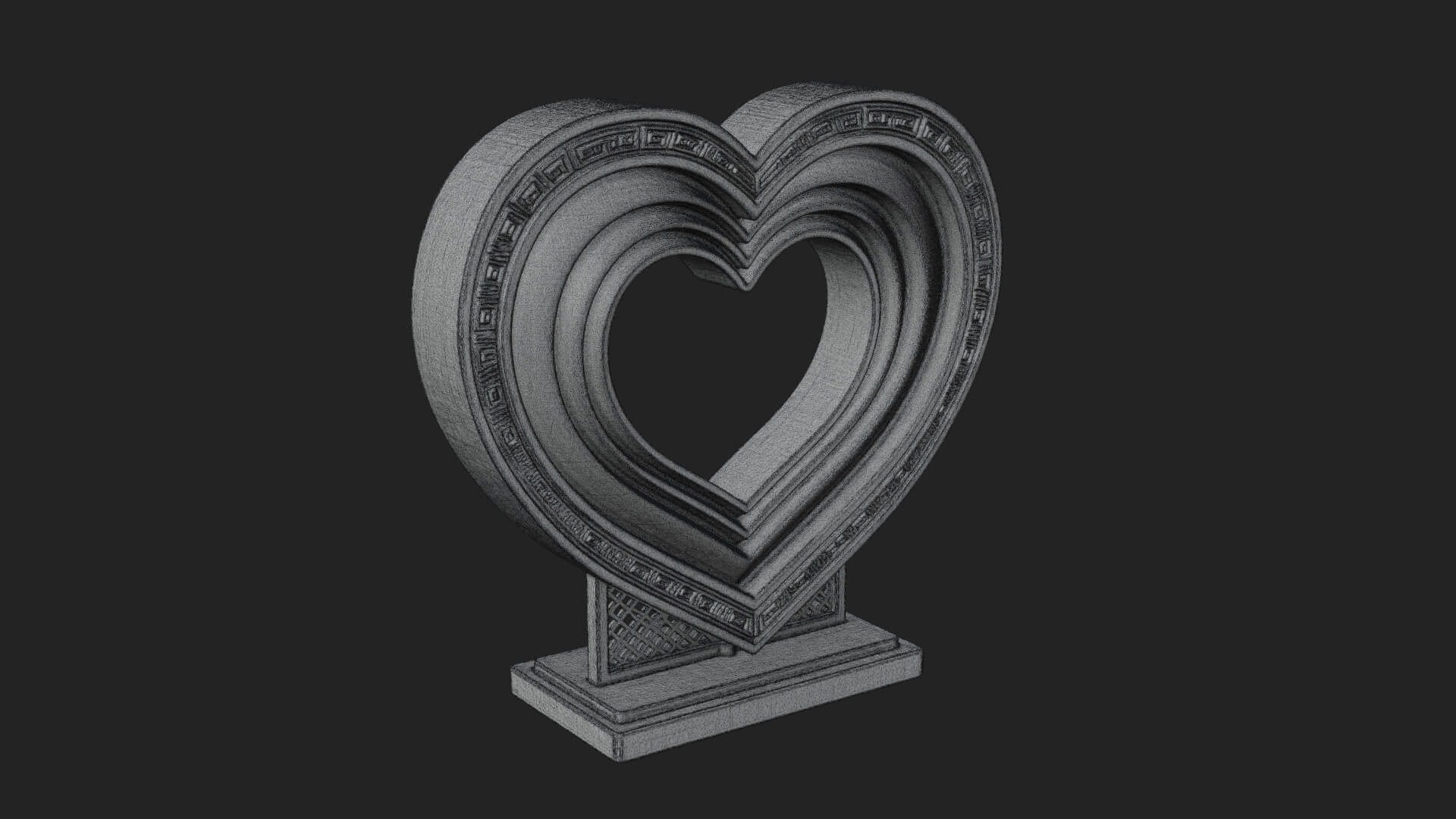 Ornate Framed Heart Plaque Design 99 3D Print Model 3D Model