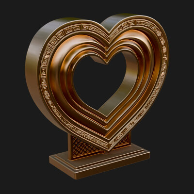 Ornate Framed Heart Plaque Design 99 3D Print Model