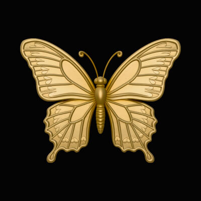 Ornate Golden Butterfly Statue Design 1 3D Print Model