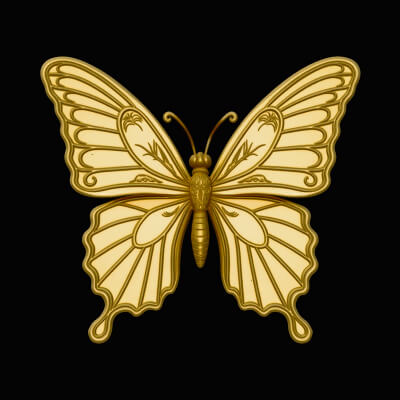 Ornate Golden Butterfly Statue Design 2 3D Print Model