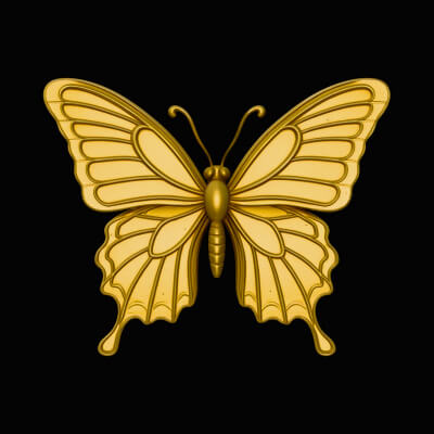 Ornate Golden Butterfly Statue Design 3 3D Print Model