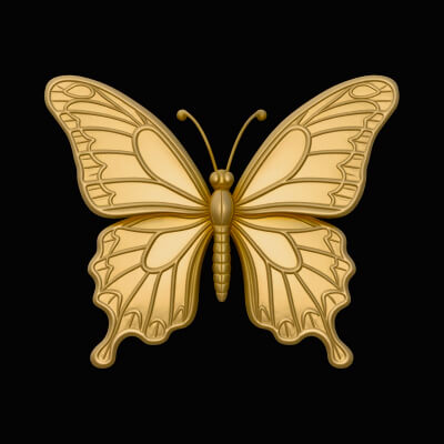 Ornate Golden Butterfly Statue Design 4 3D Print Model