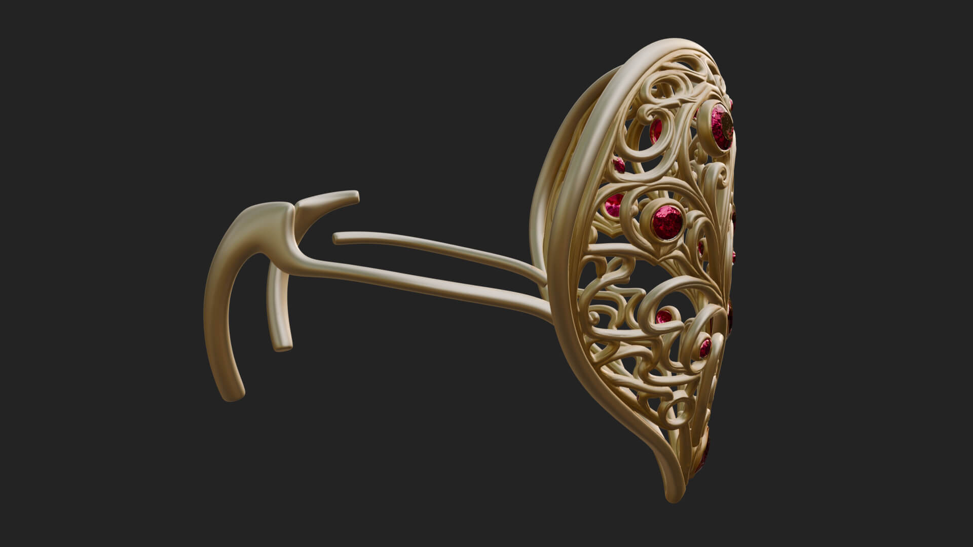 Ornate Heart Filigree Pendant Design 4 3D Print Model 3D Model