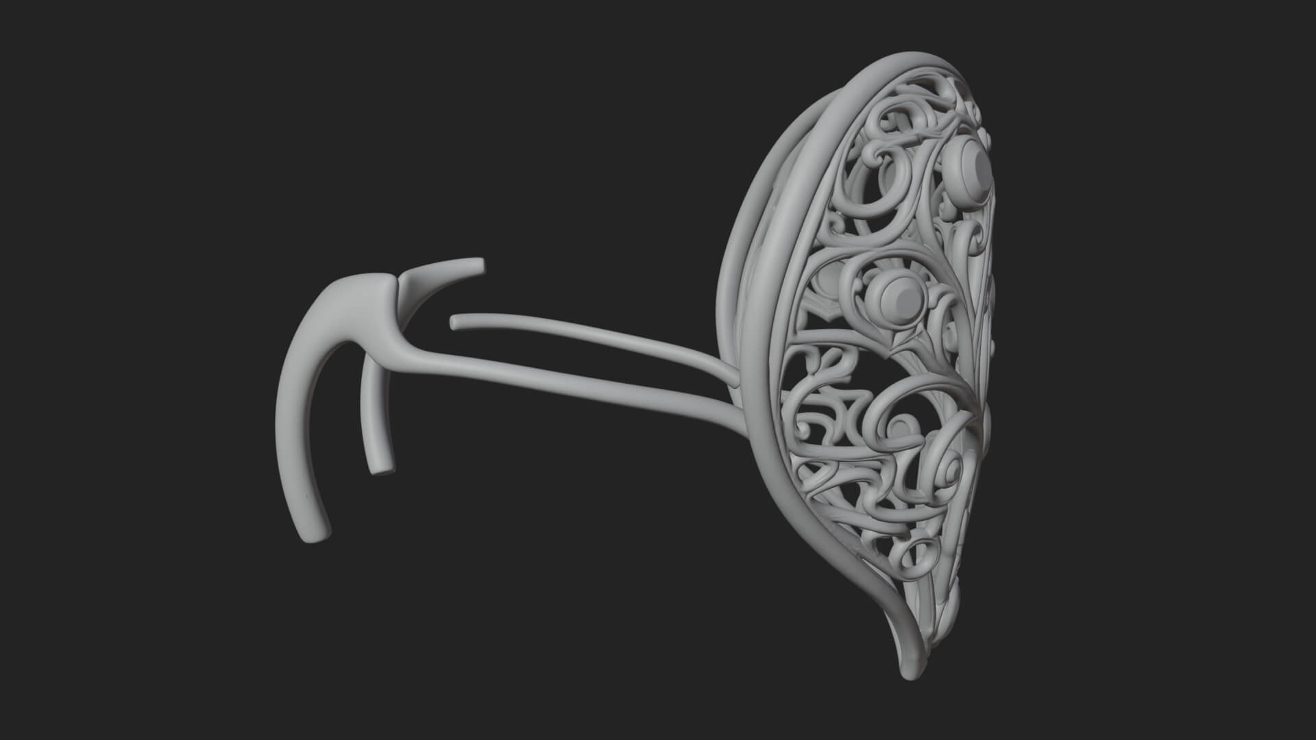 Ornate Heart Filigree Pendant Design 4 3D Print Model 3D Model