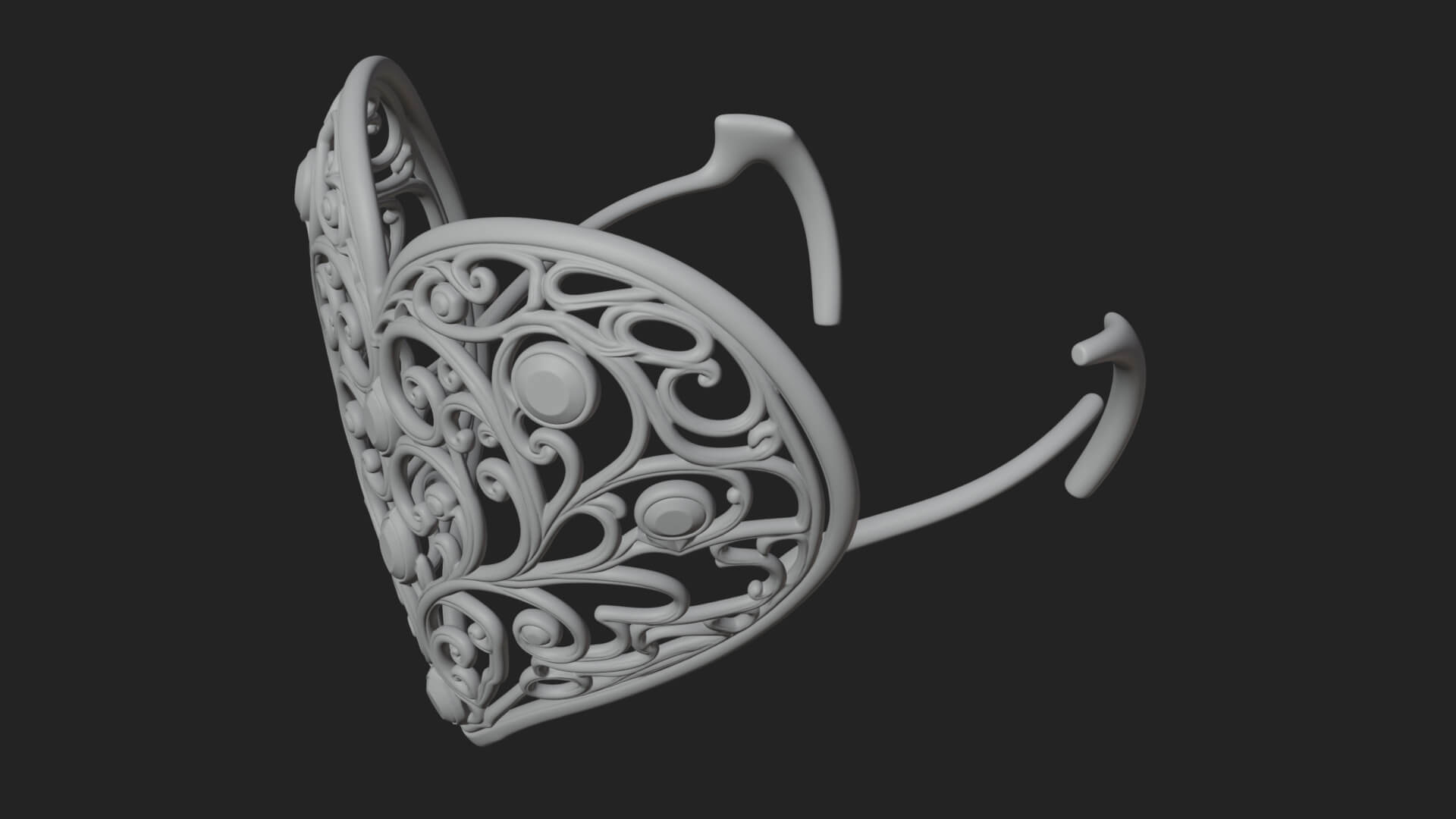 Ornate Heart Filigree Pendant Design 4 3D Print Model 3D Model