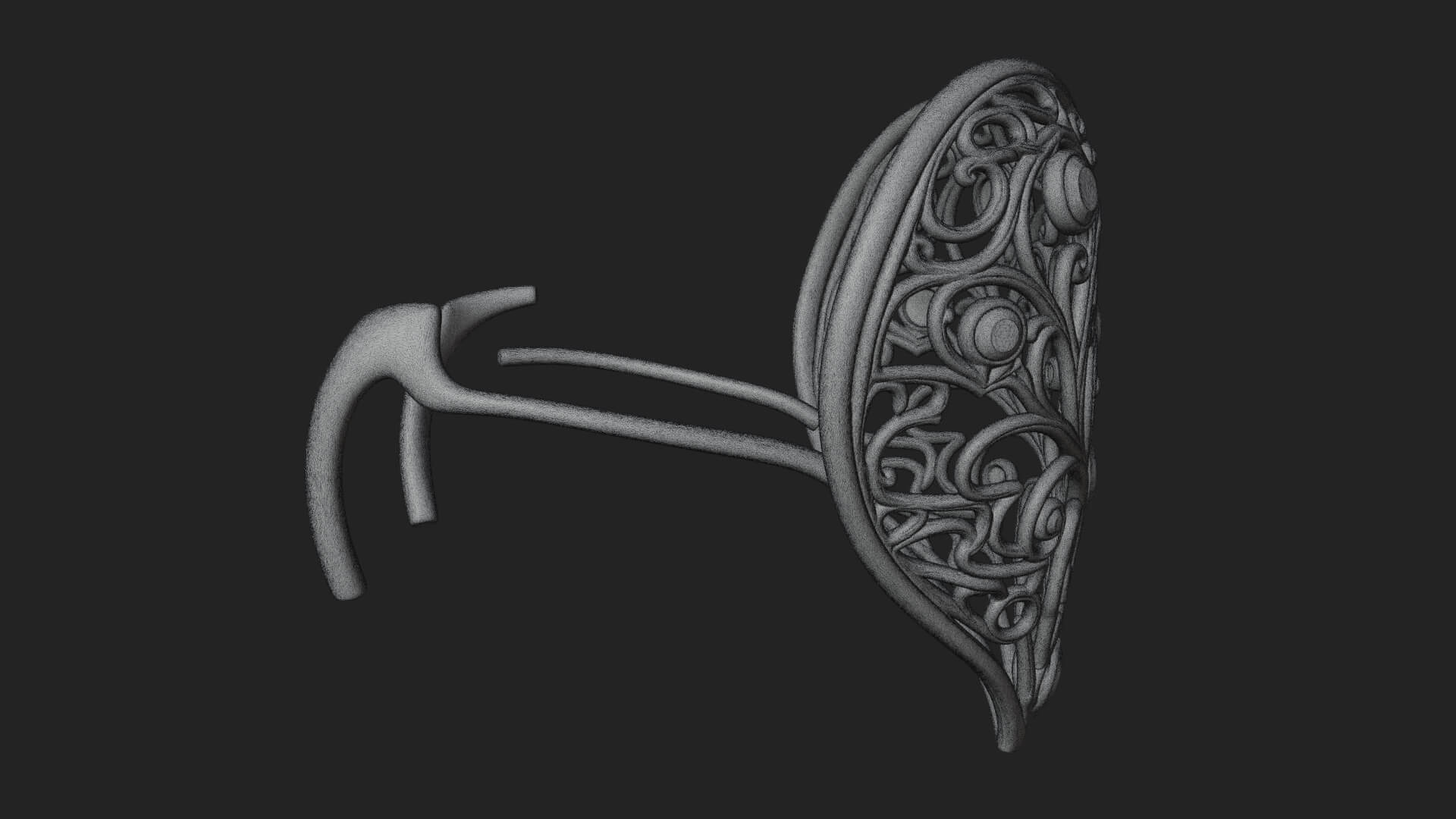 Ornate Heart Filigree Pendant Design 4 3D Print Model 3D Model