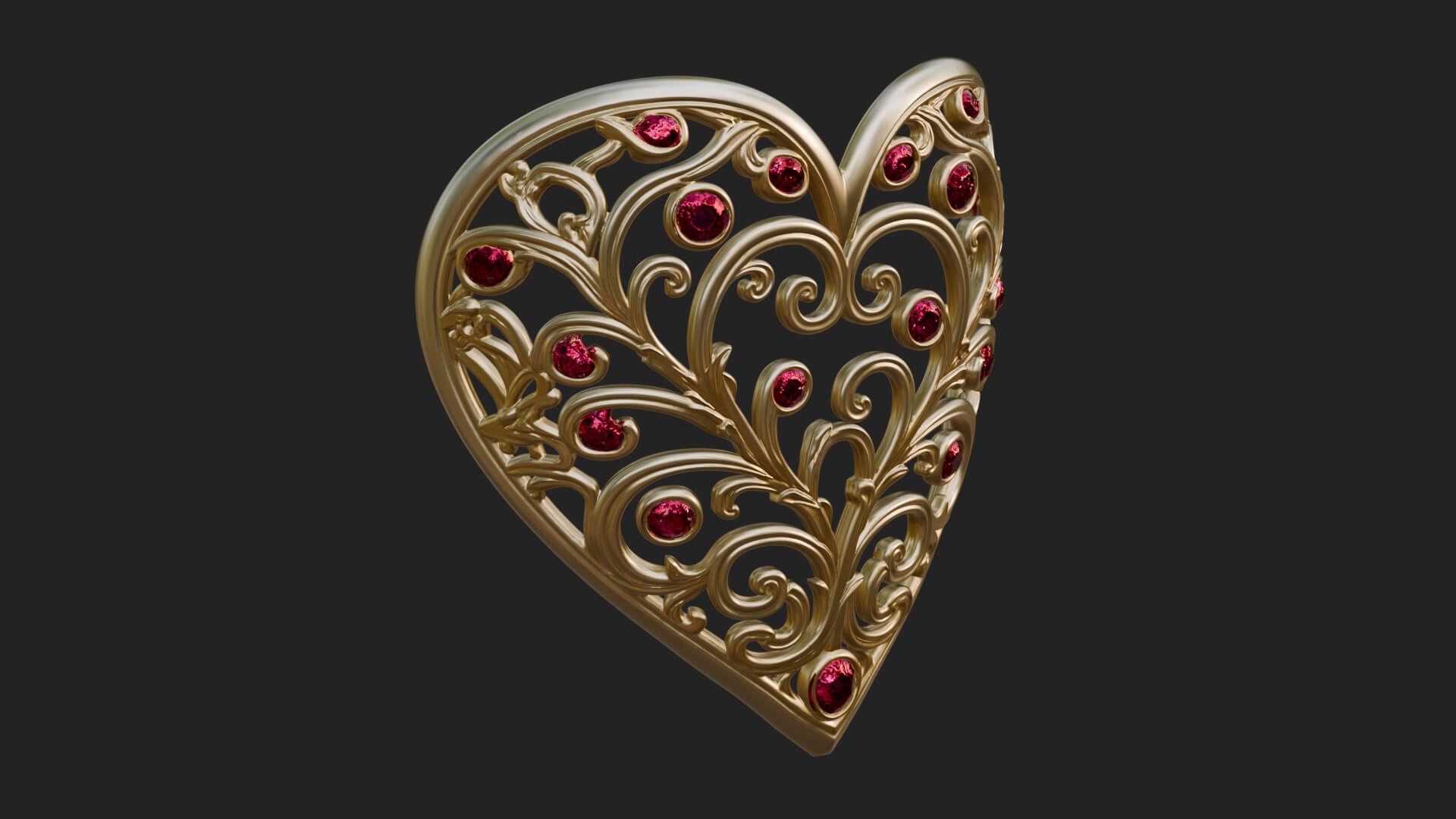 Ornate Heart Filigree Pendant Design 5 3D Print Model 3D Model