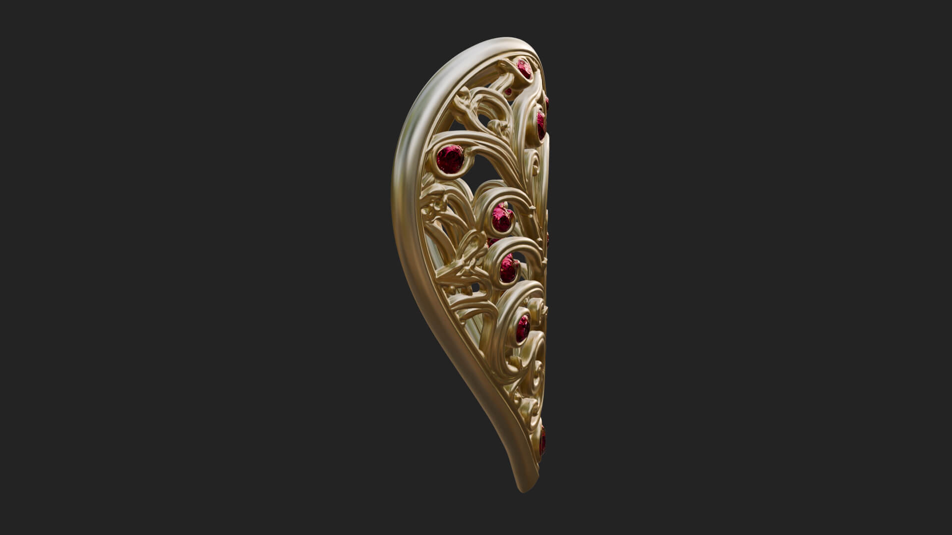 Ornate Heart Filigree Pendant Design 5 3D Print Model 3D Model