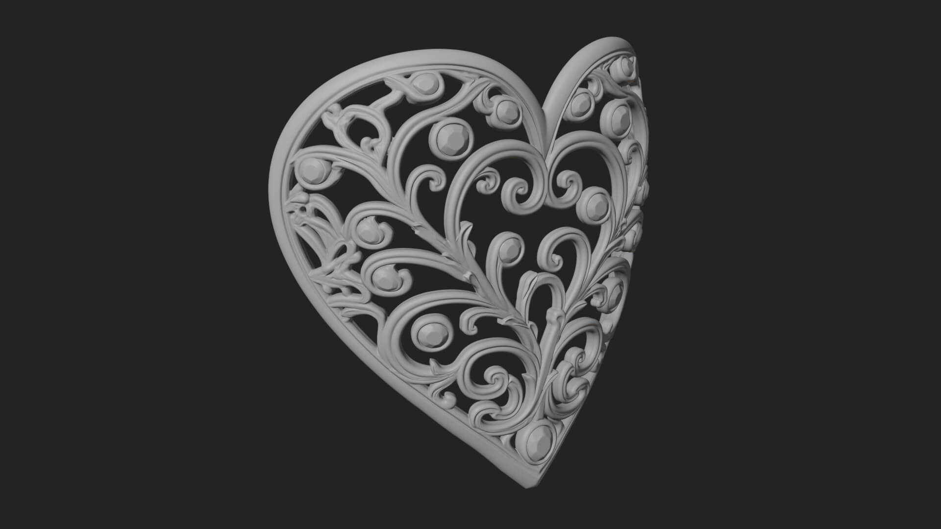 Ornate Heart Filigree Pendant Design 5 3D Print Model 3D Model