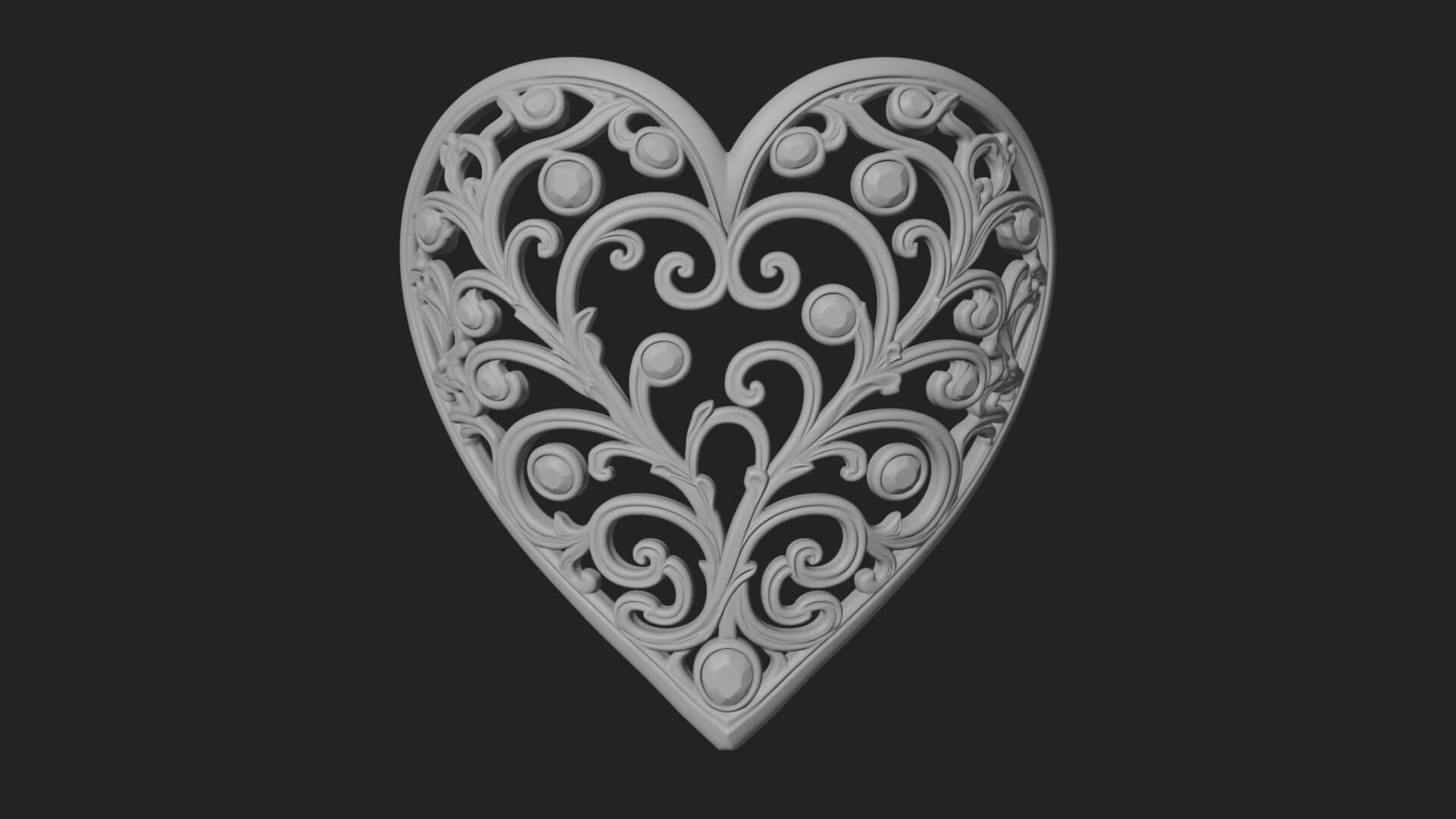 Ornate Heart Filigree Pendant Design 5 3D Print Model 3D Model