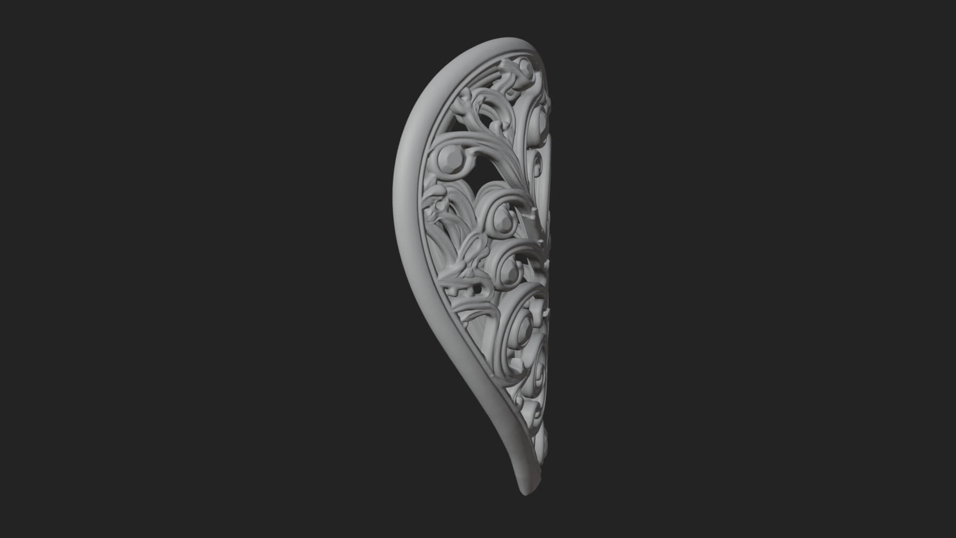 Ornate Heart Filigree Pendant Design 5 3D Print Model 3D Model