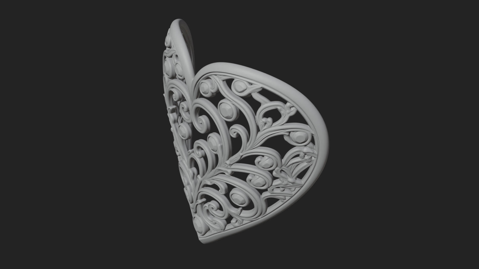 Ornate Heart Filigree Pendant Design 5 3D Print Model 3D Model