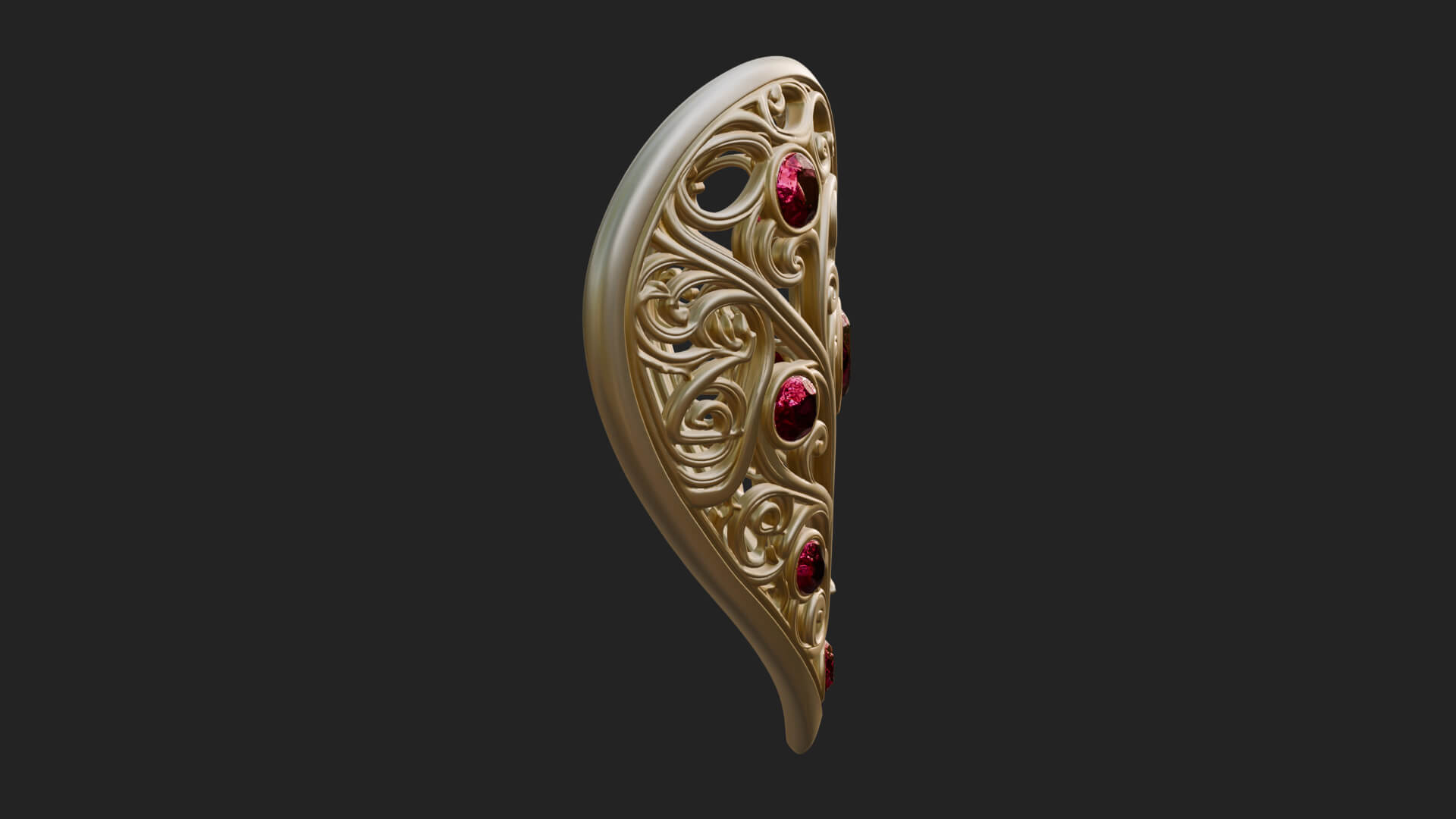 Ornate Heart Filigree Pendant Design 6 3D Print Model 3D Model