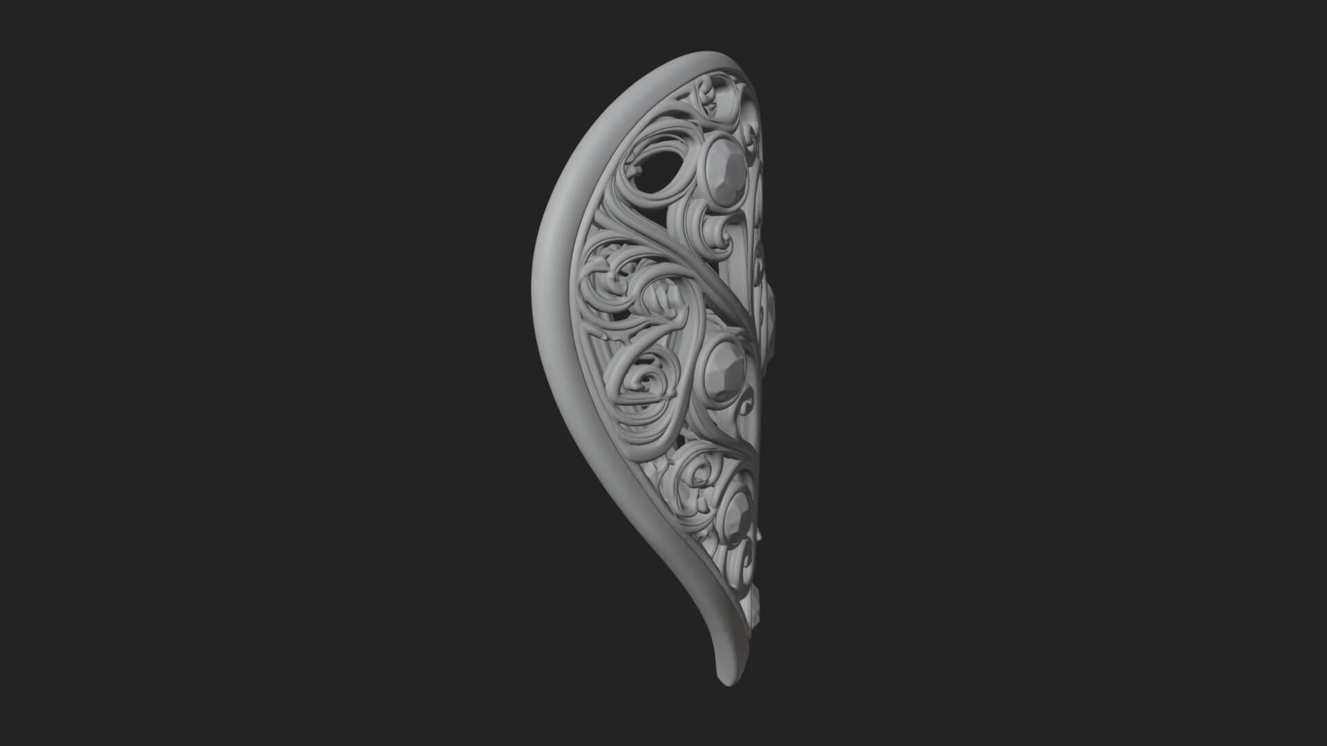 Ornate Heart Filigree Pendant Design 6 3D Print Model 3D Model