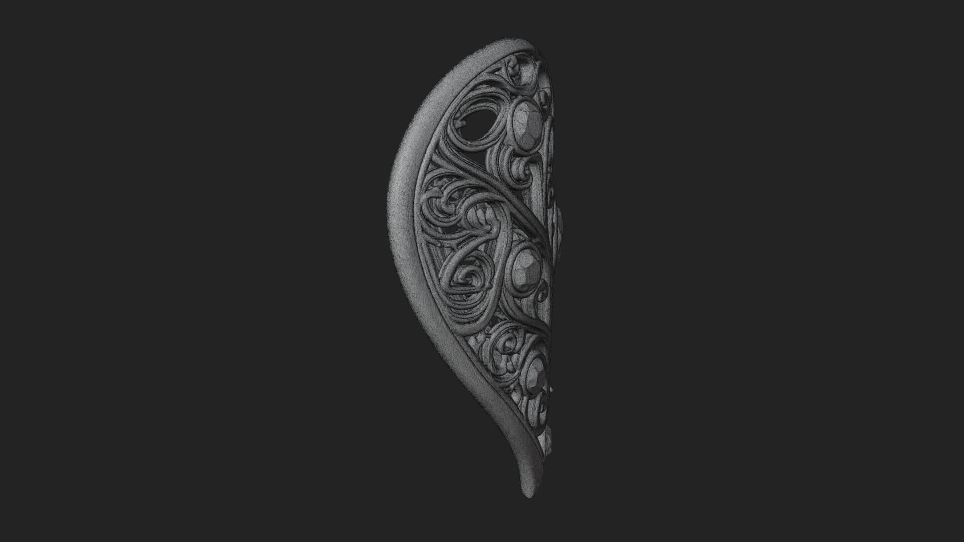 Ornate Heart Filigree Pendant Design 6 3D Print Model 3D Model