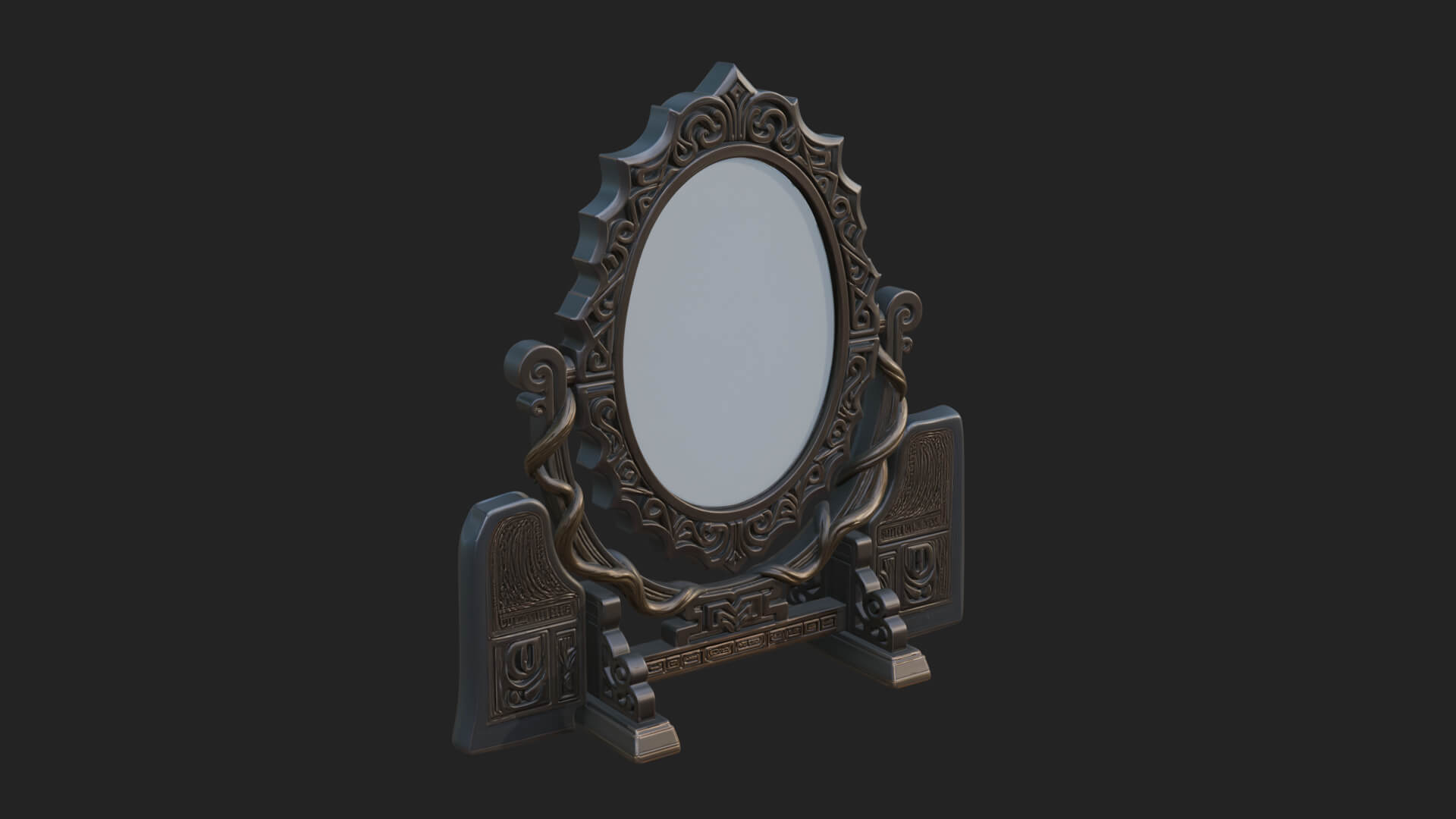 Ornate Standing Mirror Model Design 1 3D Print Model 3D Model