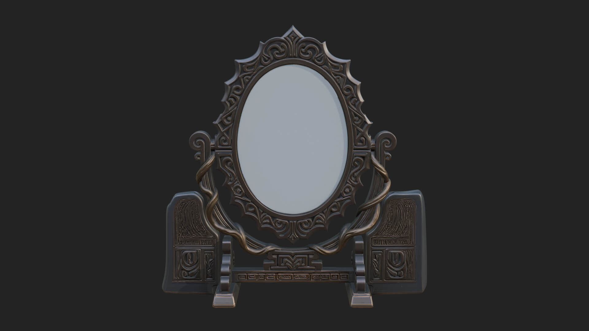Ornate Standing Mirror Model Design 1 3D Print Model 3D Model