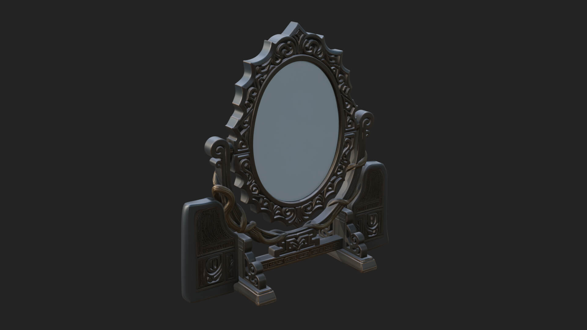 Ornate Standing Mirror Model Design 1 3D Print Model 3D Model