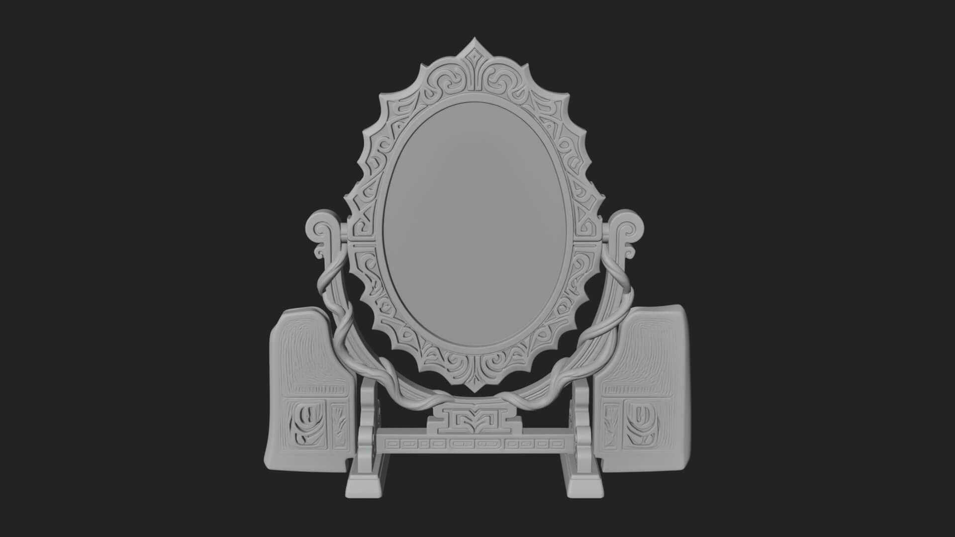 Ornate Standing Mirror Model Design 1 3D Print Model 3D Model