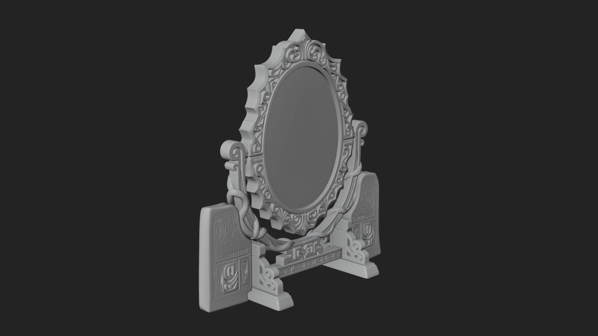 Ornate Standing Mirror Model Design 1 3D Print Model 3D Model