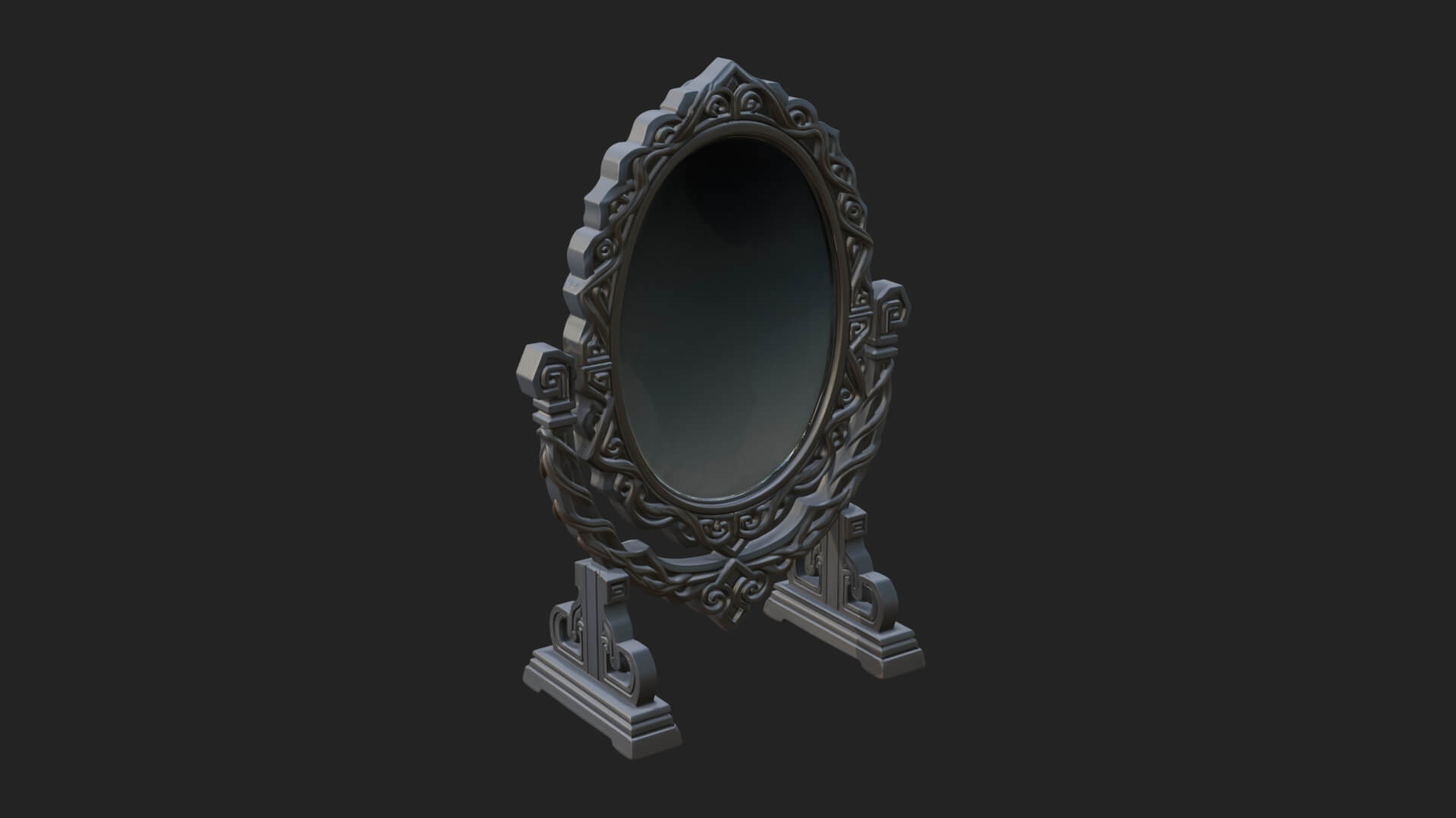 Ornate Standing Mirror Model Design 4 3D Print Model 3D Model