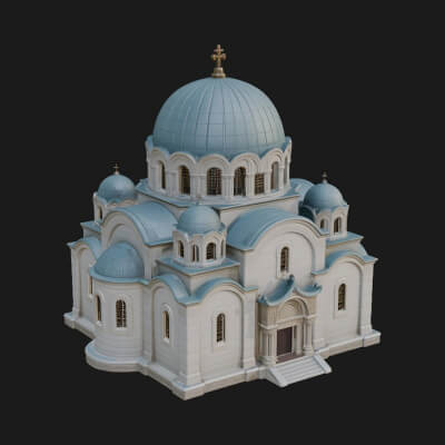 Orthodox Domed Temple Design 3 3D Print Model