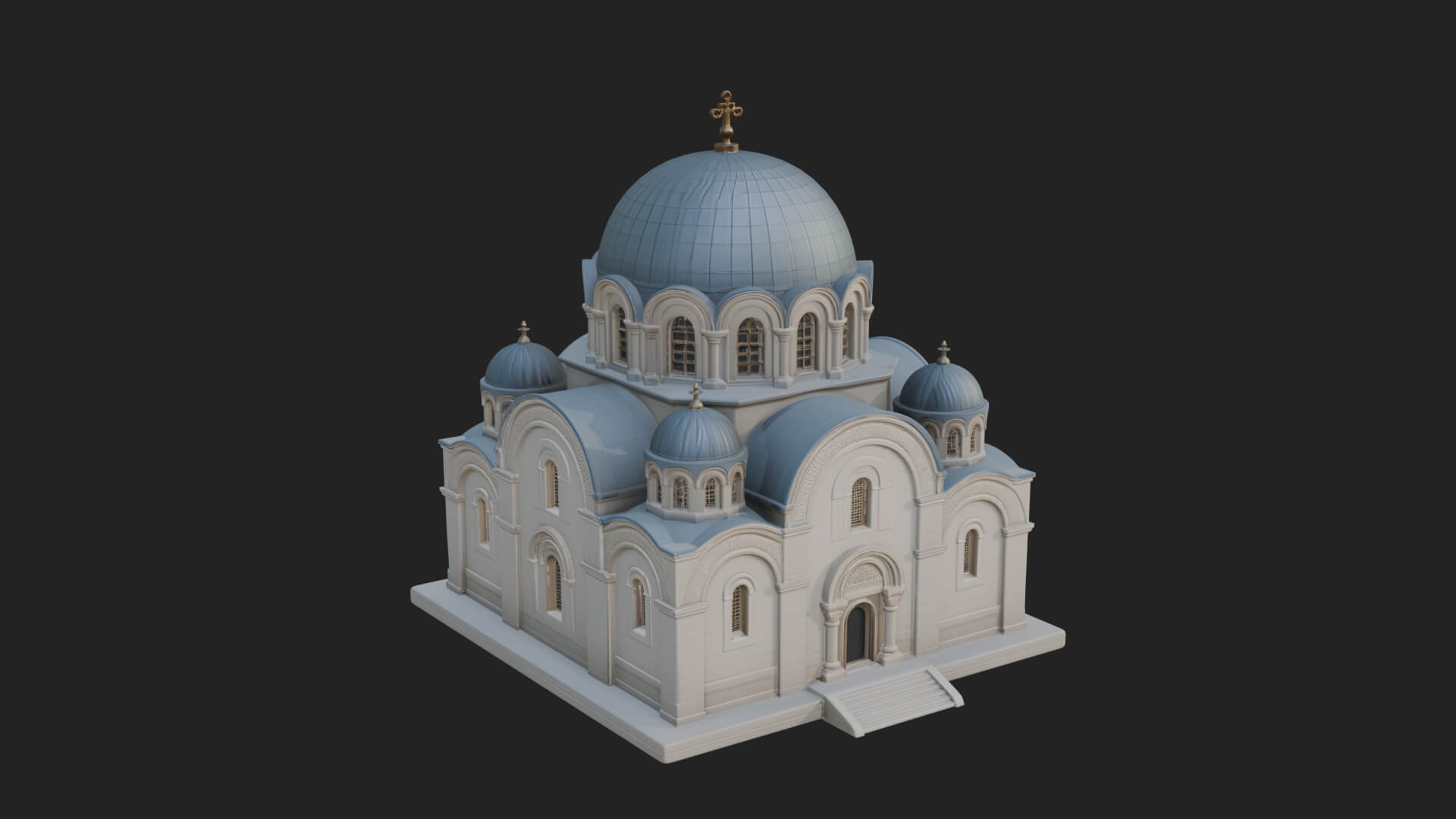 Orthodox Domed Temple Design 4 3D Print Model 3D Model