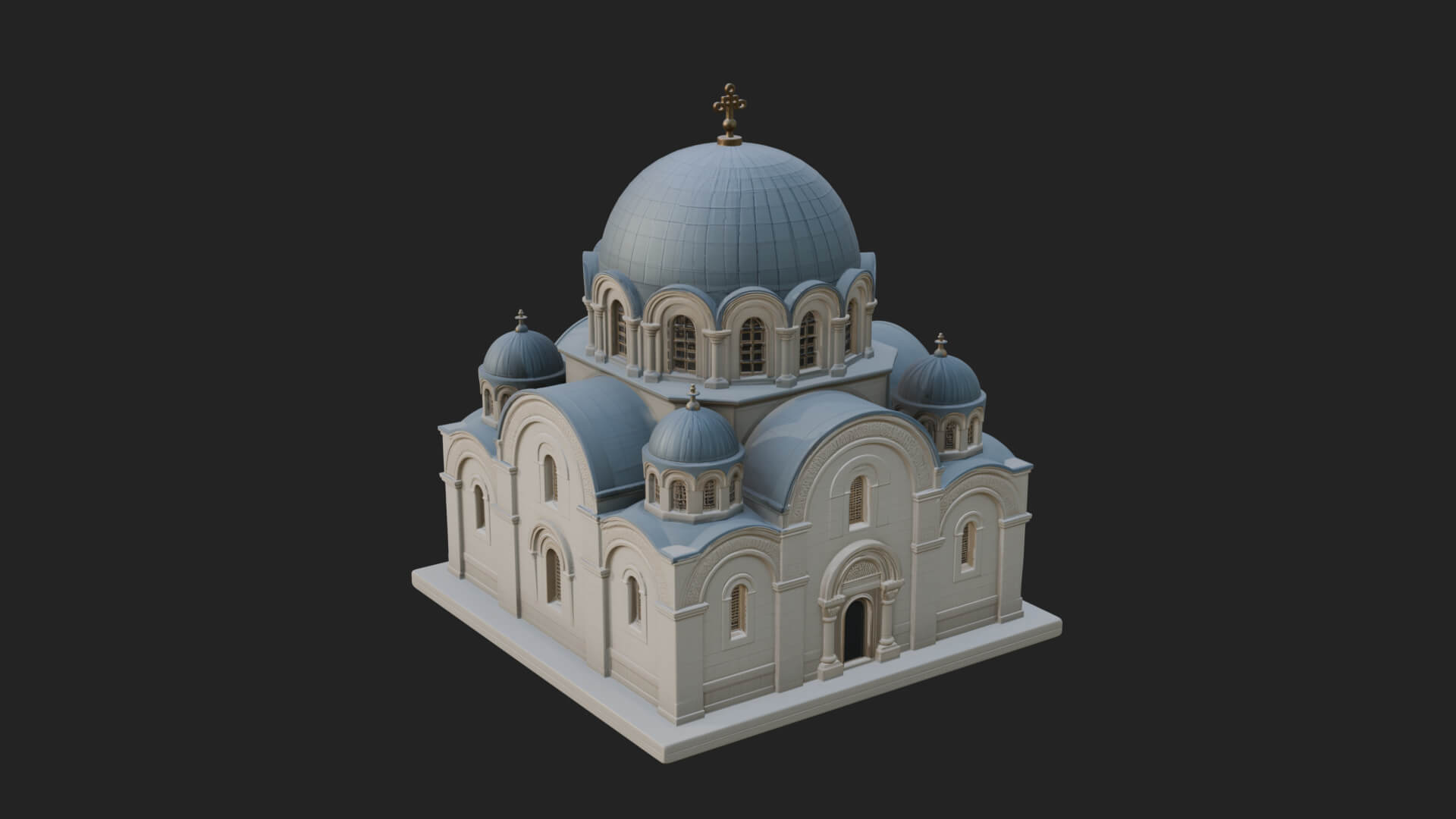 Orthodox Domed Temple Design 4 3D Print Model 3D Model