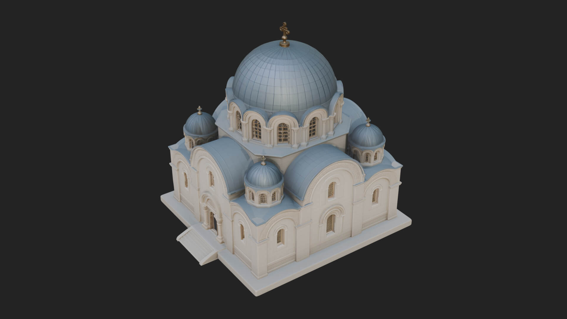 Orthodox Domed Temple Design 4 3D Print Model 3D Model