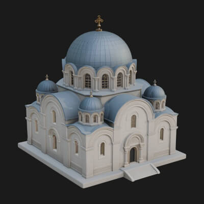 Orthodox Domed Temple Design 4 3D Print Model