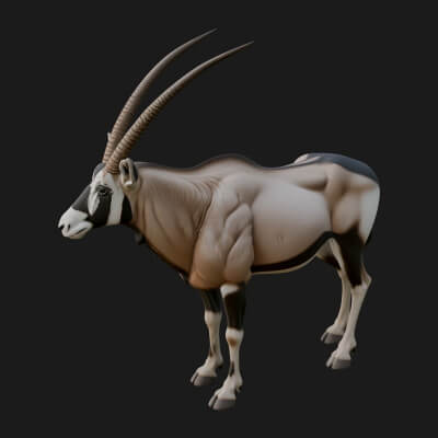 Oryx Antelope Statue Design 2 3D Print Model