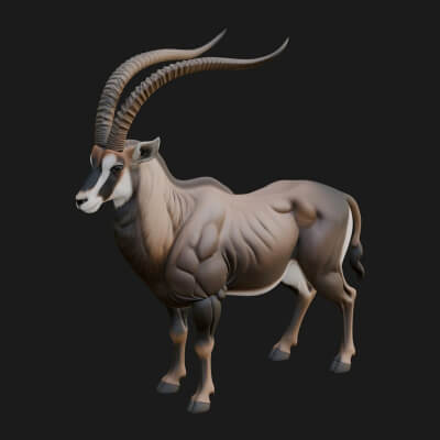 Oryx Antelope Statue Design 3 3D Print Model