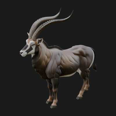 Oryx Antelope Statue Design 4 3D Print Model