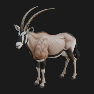 Oryx Antelope Statue Design 5 3D Print Model