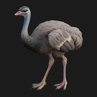 Ostrich Bird Statue Design 2 3D Print Model