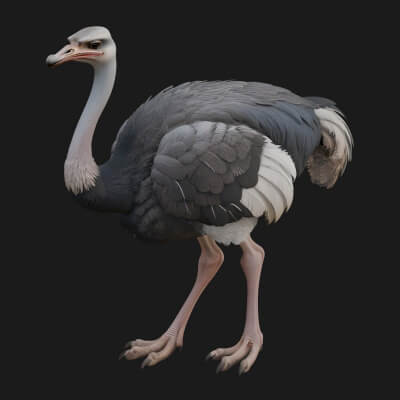 Ostrich Bird Statue Design 7 3D Print Model