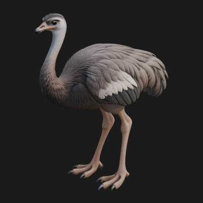 Ostrich Bird Statue Design 8 3D Print Model