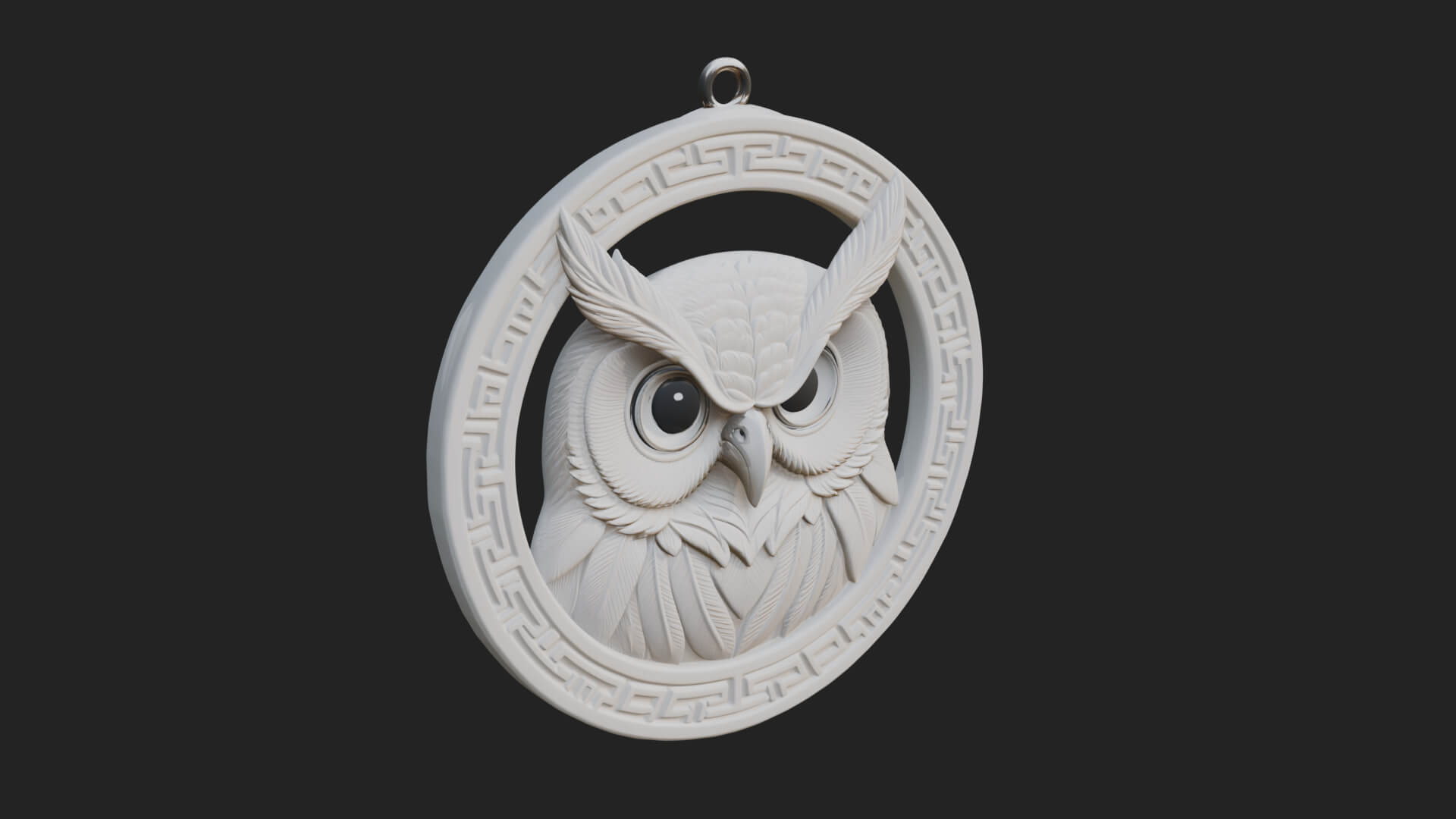 Owl Head Oval Relief Plaque Design 1 3D Print Model 3D Model
