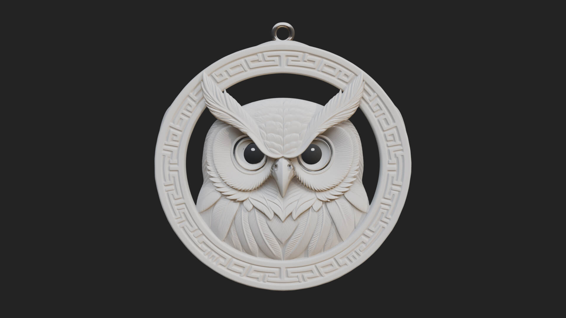 Owl Head Oval Relief Plaque Design 1 3D Print Model 3D Model