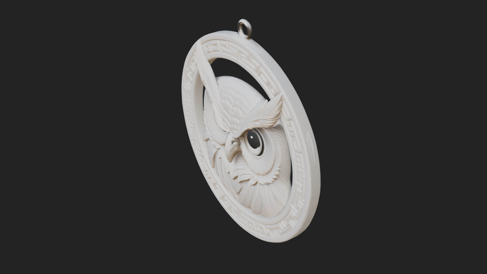 Owl Head Oval Relief Plaque Design 1 3D Print Model 3D Model