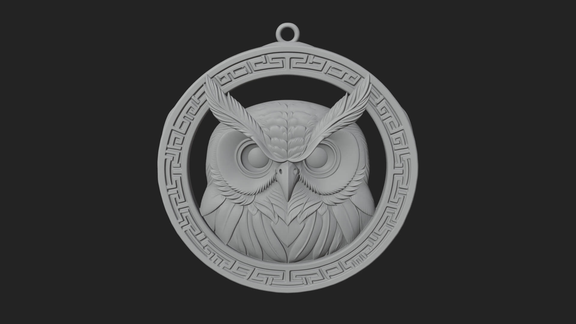 Owl Head Oval Relief Plaque Design 1 3D Print Model 3D Model