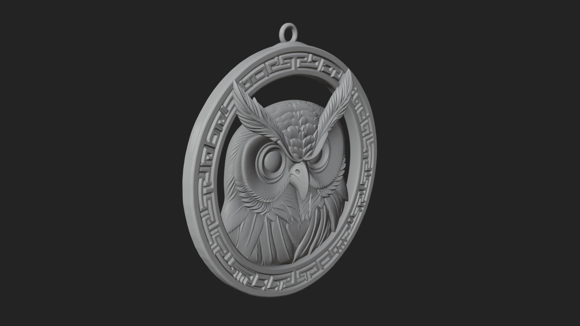 Owl Head Oval Relief Plaque Design 1 3D Print Model 3D Model