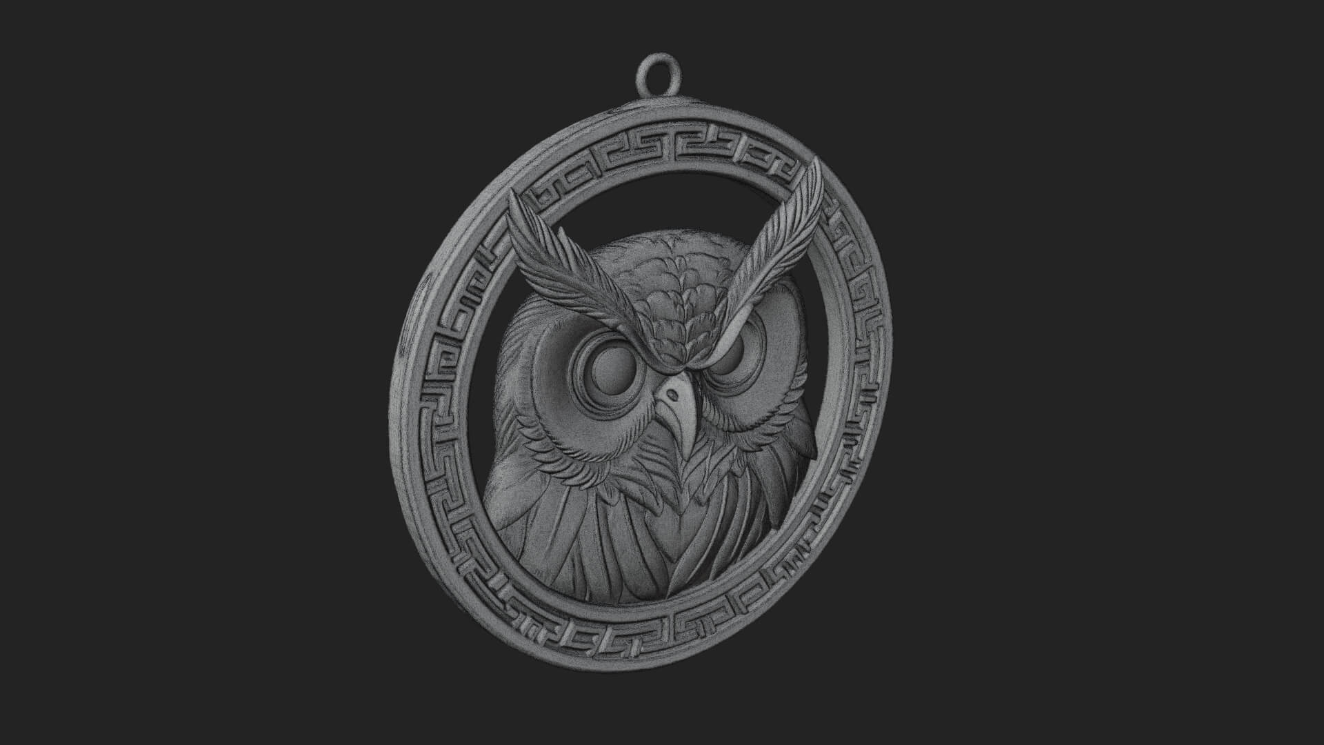 Owl Head Oval Relief Plaque Design 1 3D Print Model 3D Model